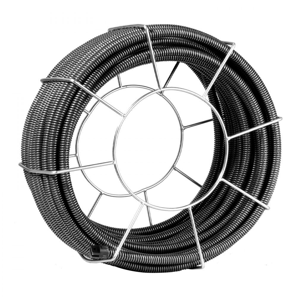 Kabel do czyszczenia rur 30 m x 19 mm, kabel do czyszczenia rur wykonany ze stali i 4 obcinaki do rur od 100 do 200 mm, kabel do czyszczenia rur z rdzeniem wewnętrznym do zlewów, odpływów podłogowych, toalet