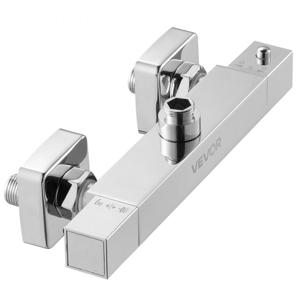 Robinet de douche avec thermostatique, thermostat de douche avec verrouillage de sécurité 38 °C, robinet de douche, robinet de baignoire (2 trous), vannes de régulation de température pour salle de bain, camping-car, hôtel, chrome-argent Robinet de douche avec thermostatique, thermostat de douche avec verrouillage de sécurité 38 °C, robinet de douche, robinet de baignoire (2 trous), vannes de régulation de température pour salle de bain, camping-car, hôtel, chrome-argent