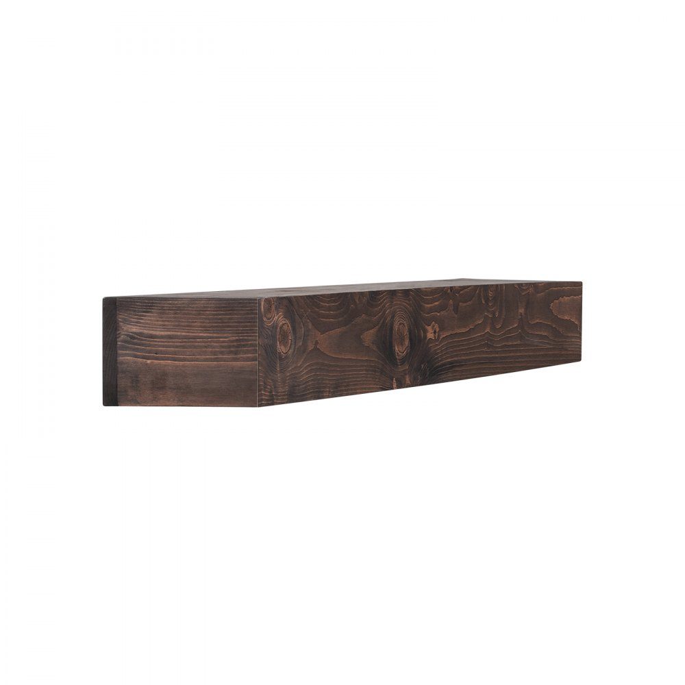 Obudowa kominka 72" x 8" x 5" Nośność 50 funtów Obudowa z naturalnego drewna nad kominkiem Pływająca półka ścienna do wiejskiego domu Ręcznie robiona dekoracja ścienna do kominka, brązowa