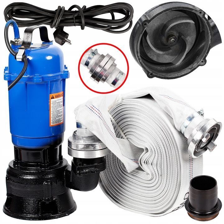 Hochleistungs-Schmutzwasserpumpe mit 20m Feuerwehrschlauch im Tauchpumpen-Set 3150 W 25.000 l/h