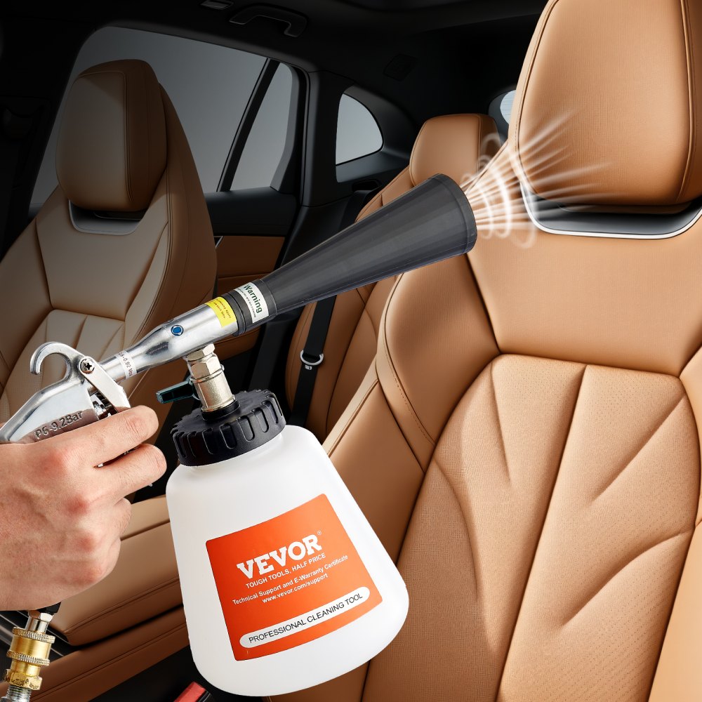Pistolet de nettoyage à air comprimé, pistolet de soufflage d'air haute pression 6-9,2 bars avec 2 buses et bouteille de liquide de 1 L, pistolet de lavage, pistolet de nettoyage de voiture, adapté au compresseur d'air 1/4 NPT