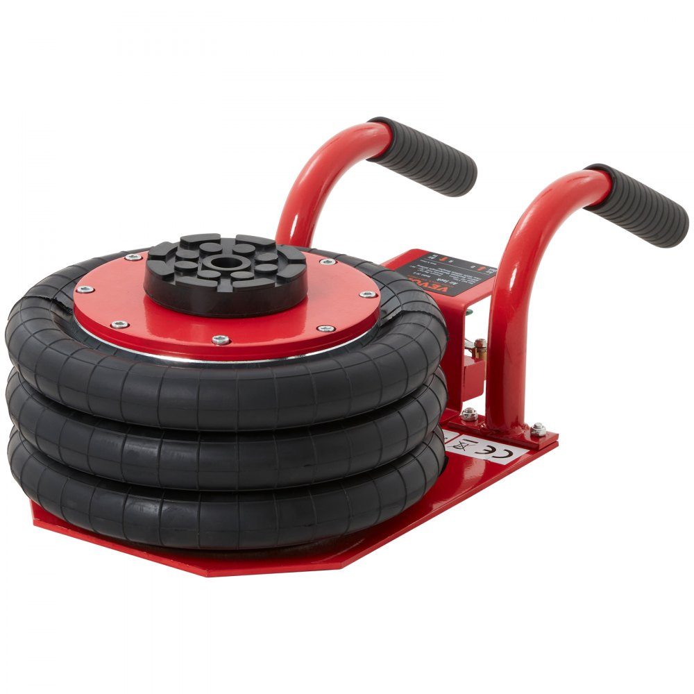 Pneumatische autokrik Triple Bag Air Jack 3T, Triple Bag Air Jack 140-450 mm hefhoogte Airbag Air Jack, 5 minuten slag korte handgreep Air Jack, autokrik rood arbeidsbesparend