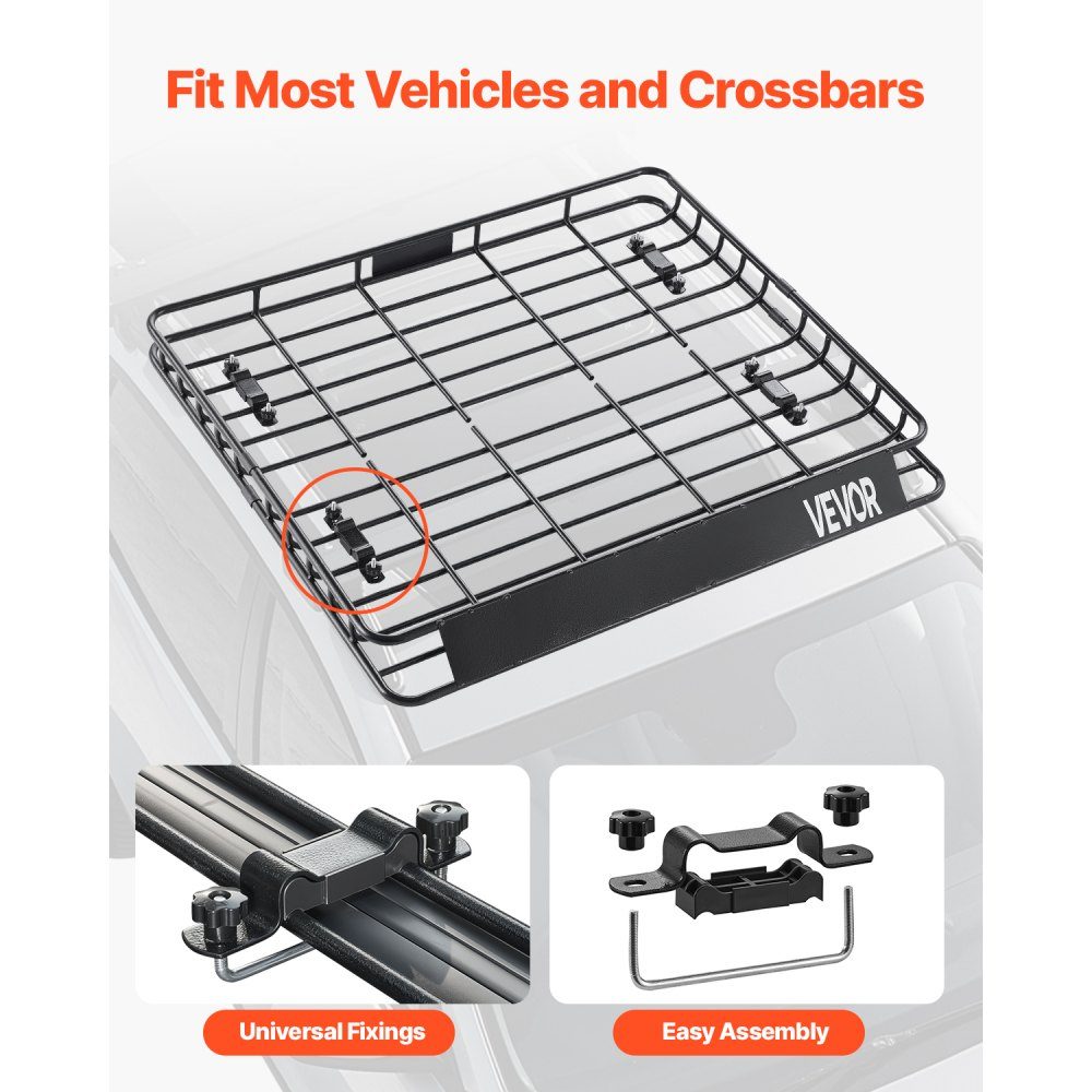Imperiaalmand Autodakmand (1095 x 1270 x 105 mm) Universele roestvrijstalen imperiaal met maximaal draagvermogen van 68 kg, auto-imperiaal voor SUV-vrachtwagens