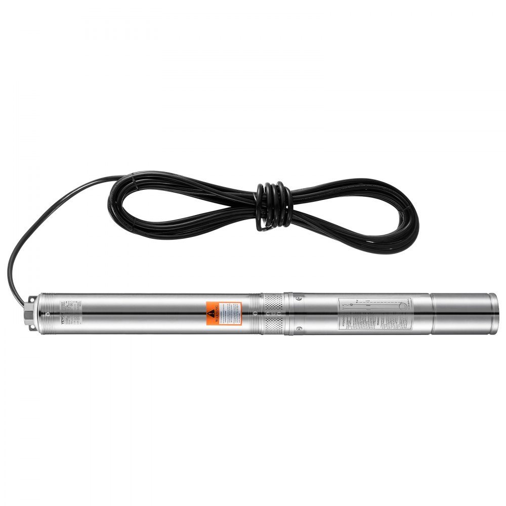 Deep well pump, 1100W input power, 100L/min flow, 75m head, with 20m cable, submersible pump, for industrial irrigation and home use, water protection class IP68