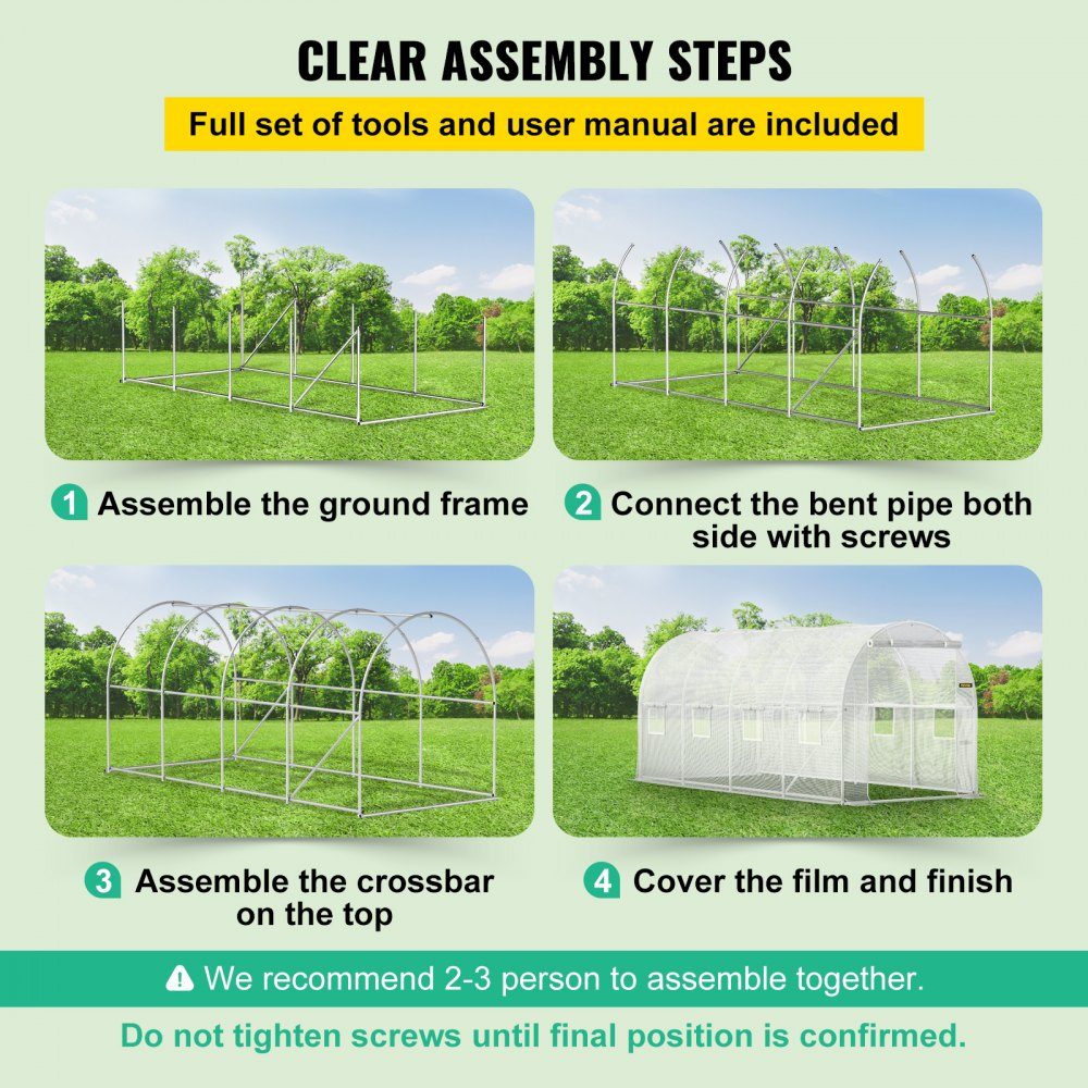 Greenhouse 4.6 x 2.1 x 2.1 m Cold Frame Film Greenhouse Galvanized Steel Frame and PE Cover Greenhouse Waterproof and UV Resistant Tomato Greenhouse Ideal for Growing Vegetables and Flowers