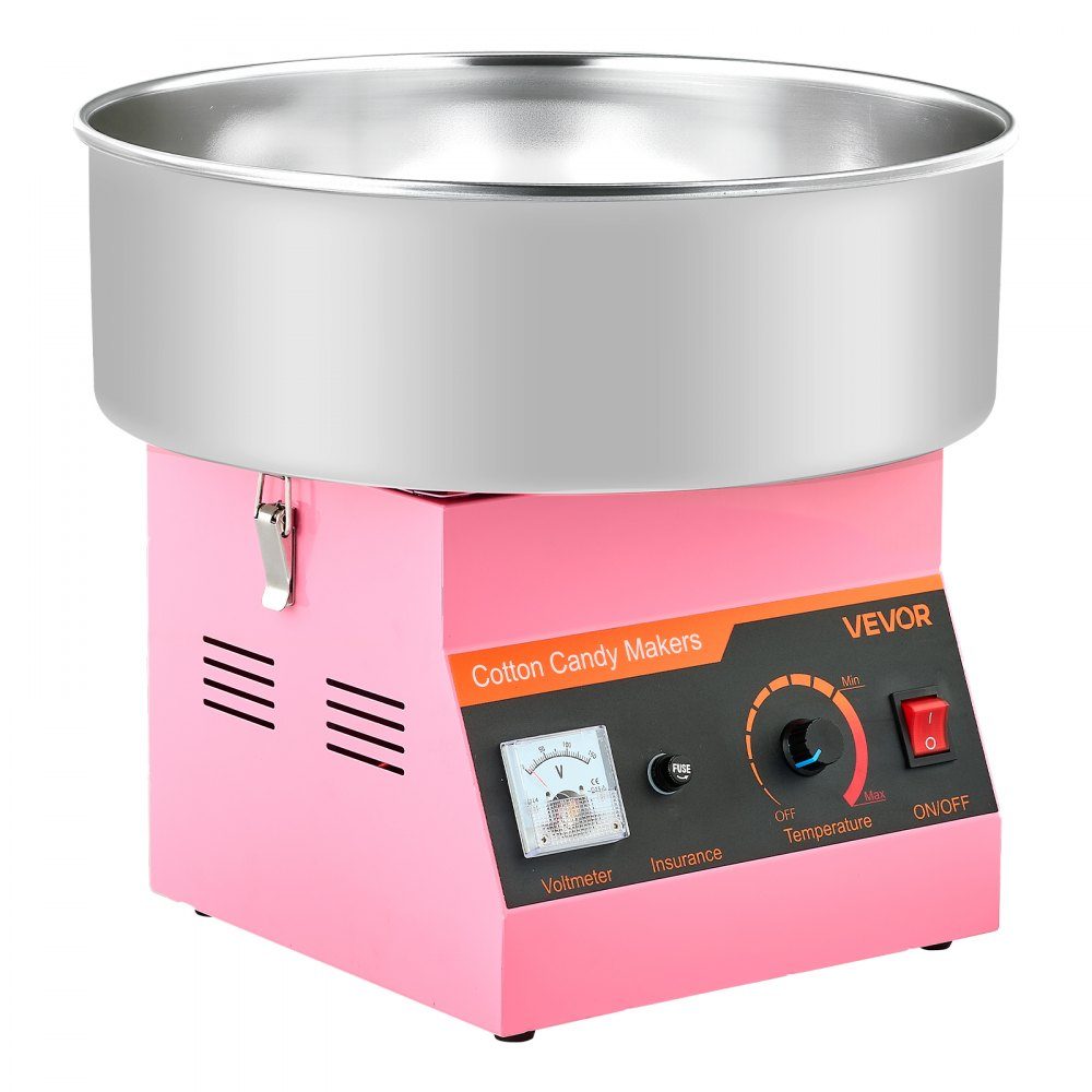 Machine à barbe à papa, machine à barbe à papa électrique 1000 W avec bol en acier inoxydable de 38 cm et cuillère à bonbons, fait de la barbe à papa pour les anniversaires à la maison, les réunions de famille, 3500 tr/min, rose – Réf. HT-23903