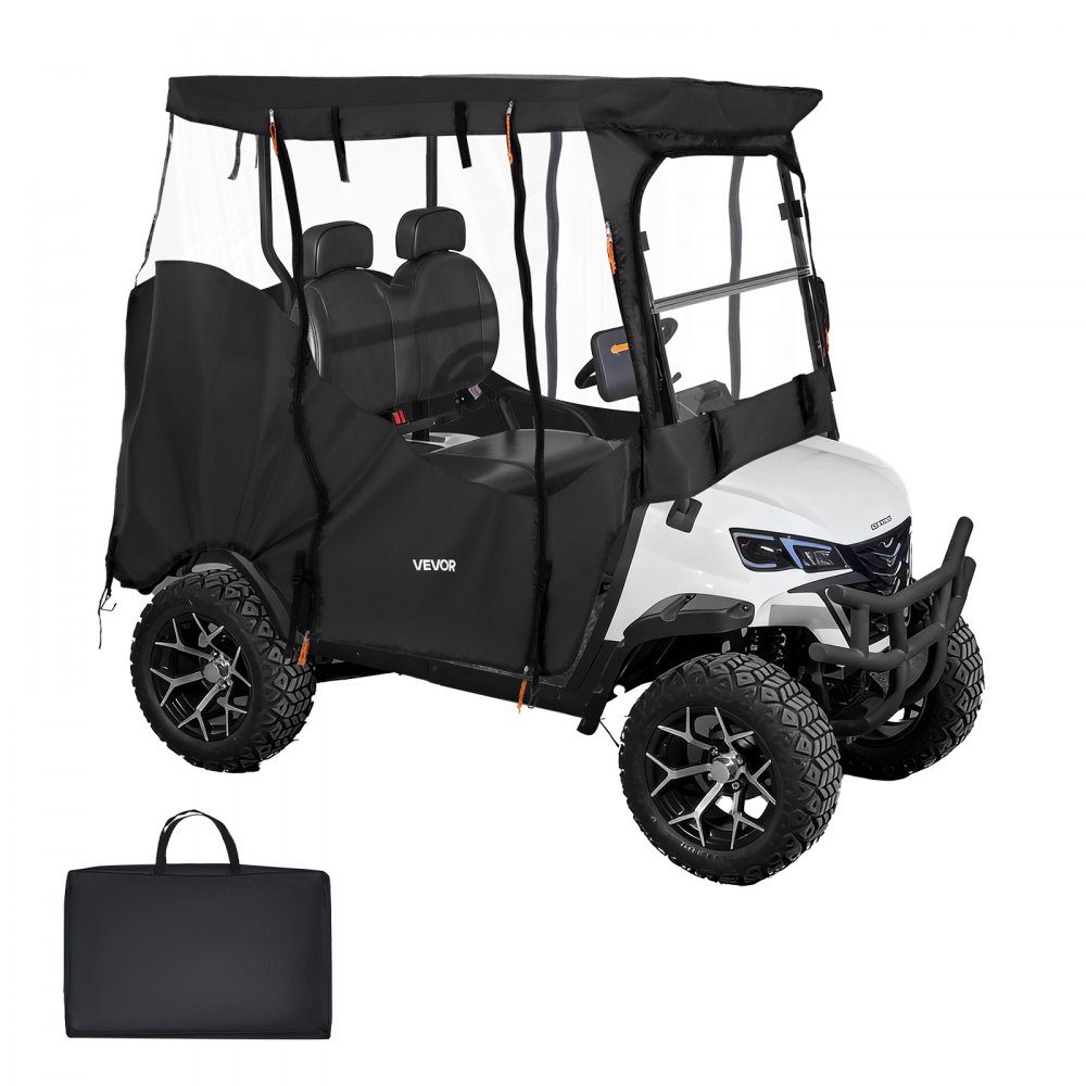Zichtbare golfkarhoes voor 2-zits golfkarren (de meeste Club Car, Yamaha, EZGO en Honda golfkarren), regenhoes van 600D Oxford-stof, met PU-coating en winddicht haaksysteem