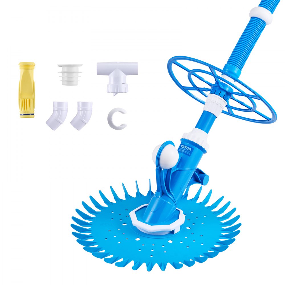 Pool vacuum cleaner with suction function, pool vacuum cleaner pool cleaner with suction side, pool sweeper with 12 hoses, suitable for built-in pools and above-ground pools up to 6.1 x 10.7 m blue Pool vacuum cleaner with suction function, pool vacuum cleaner pool cleaner with suction side, pool sweeper with 12 hoses, suitable for built-in pools and above-ground pools up to 6.1 x 10.7 m blue