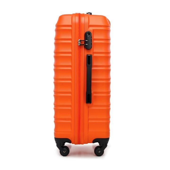 Großer Premium-Koffer Reisekoffer ABS-Kunststoff 96l mit orangefarbenen Rippen
