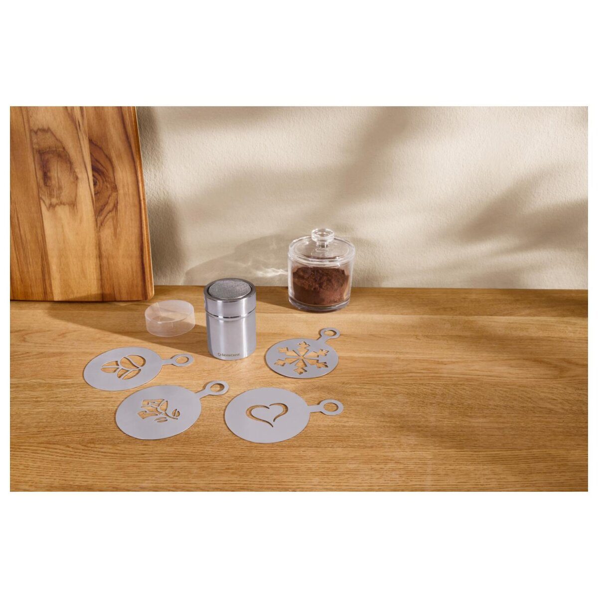 SILVERCREST® Siebträger-Abschlagbox / Tamperstation / Milchkännchen / Kakaostreuer mit Motiven