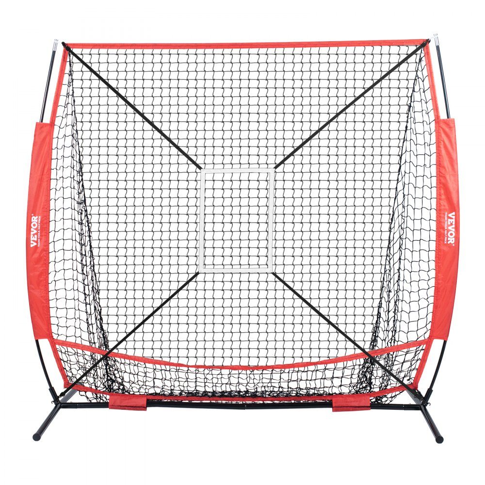Pitching Net Pitching Target Baseball 153.4 x 90 x 153 cm, Baseball & Softball Pitching Target Made of Polyester Pitcher Net for Teenagers & Adults, Portable 600D Storage Bag Red