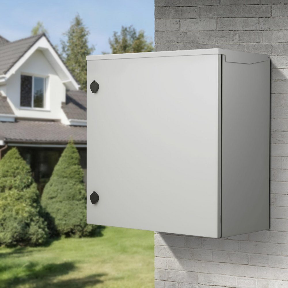 Panel Electrical Enclosure, 600 x 600 x 300mm, NEMA 4 Outdoor Enclosure, IP66 Waterproof and Dustproof, Cold Rolled Steel, Indoor Outdoor Folding Junction Box with Rain Cover
