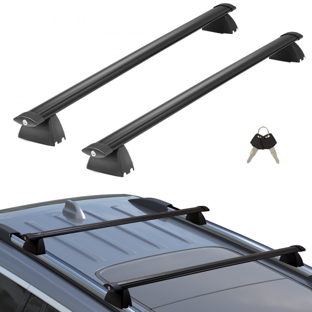 Barres transversales de barres de toit noires compatibles avec Jeep Grand Cherokee 2011-2021 avec rails latéraux rainurés, capacité de charge de 90 kg, barres transversales en aluminium avec serrures pour barres de toit, etc.