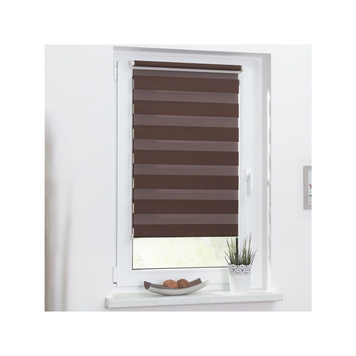 Lichtblick Klemmfix duo roller blind, no drilling required, 60 x 150 cm, dark brown