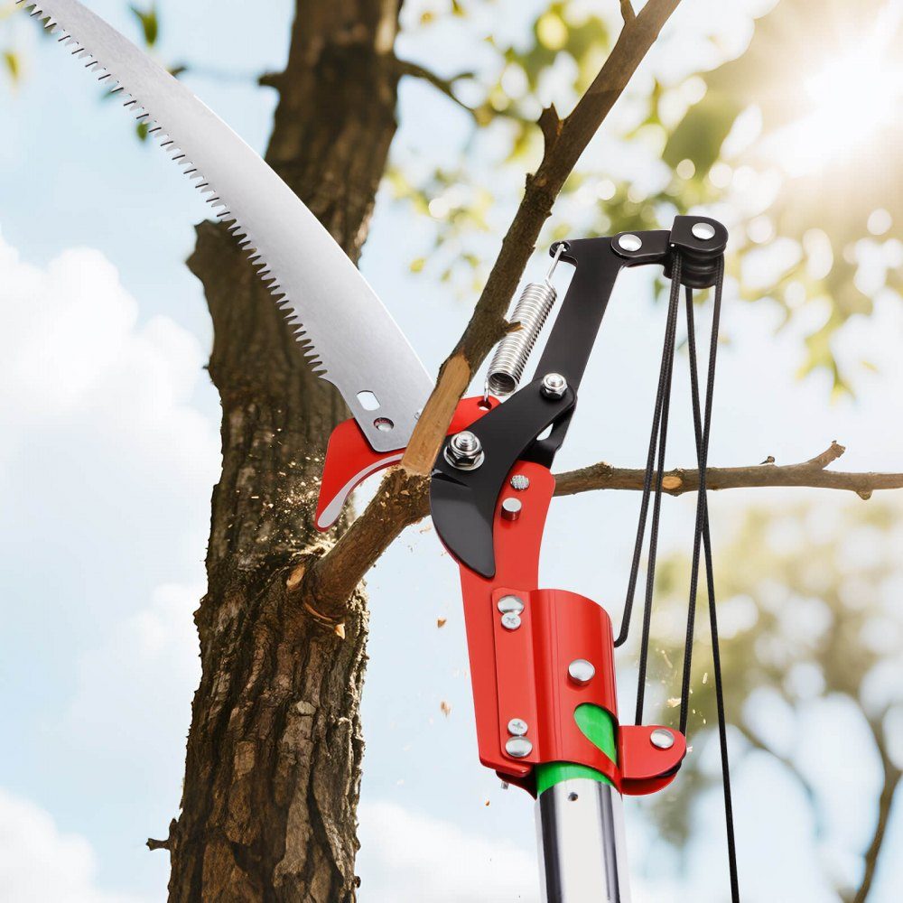 Astsäge mit Teleskopstiel, 85,3-32,5" verstellbar, scharfes Sägeblatt aus 65Mn-Stahl, leichter Fiberglasstab, Teleskop-Baumsäge zum Trimmen hoher Äste, (inkl. Astschere)