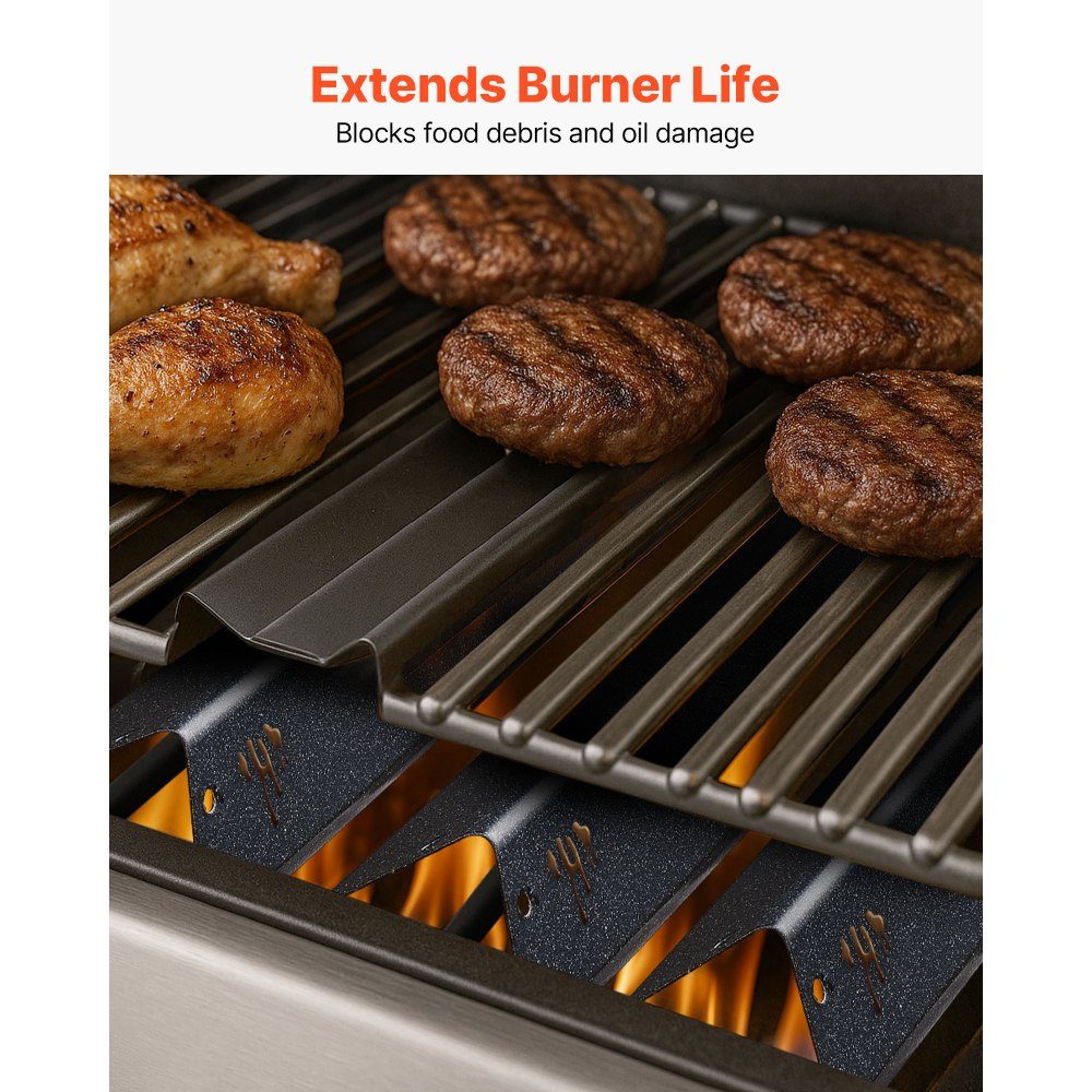 5 Flavorizer Bars diffuseur d'arômes rails d'arôme (porcelaine acier émaillé) pour barbecues Weber Genesis ll 310 315 335 340, E/S 325s, ES/SX 325s, E/S 335, EX/SX/EPX-335, noir