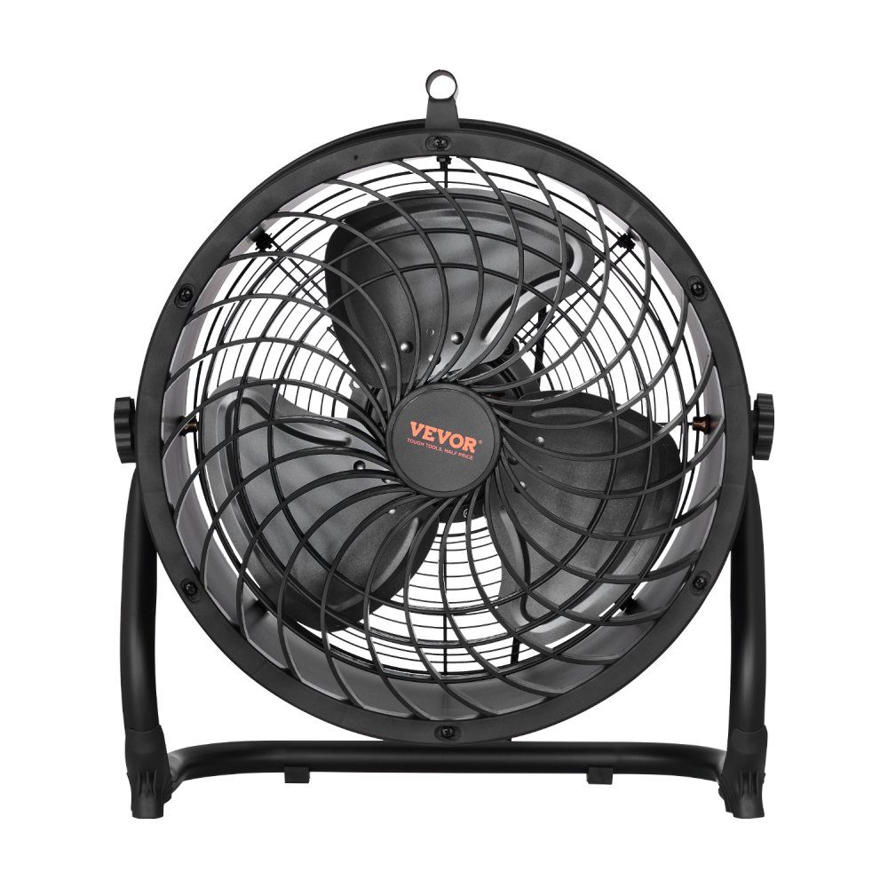 Floor Fan 3 Speed ​​Wind Machine 355.6mm 360° Adjustable Tilt 7.2m/s Airflow Large Metal Fan for Home Gym Office Garage Commercial Space