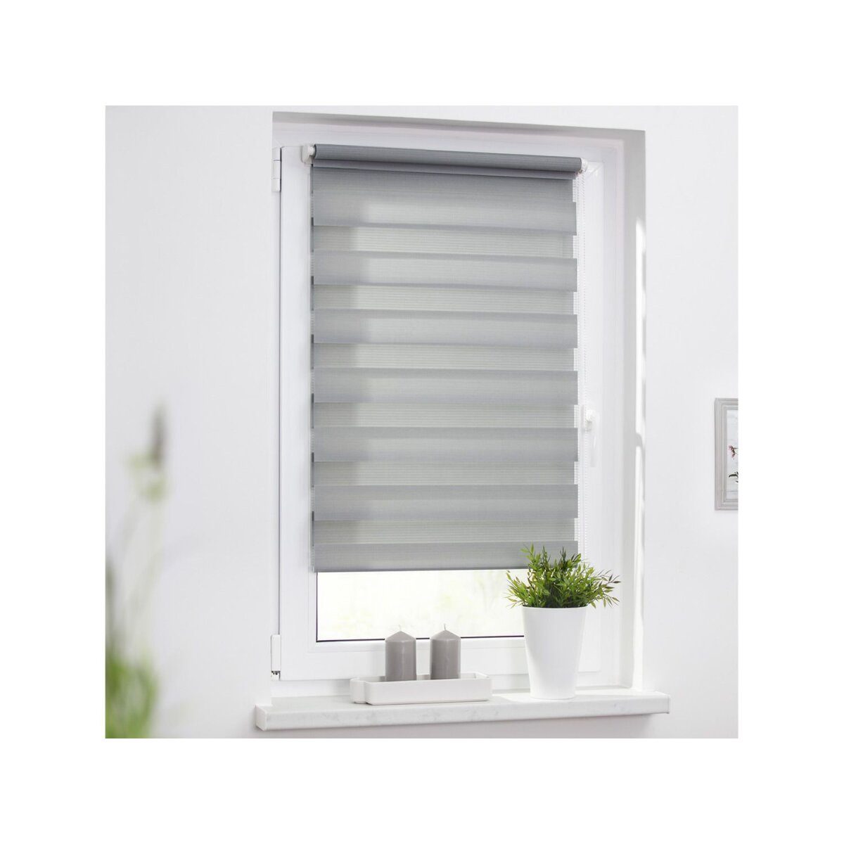 LICHTBLICK Duo Store enrouleur Klemmfix, sans perçage, à partir de 45 x 150 cm (gris, 50 x 150 cm)