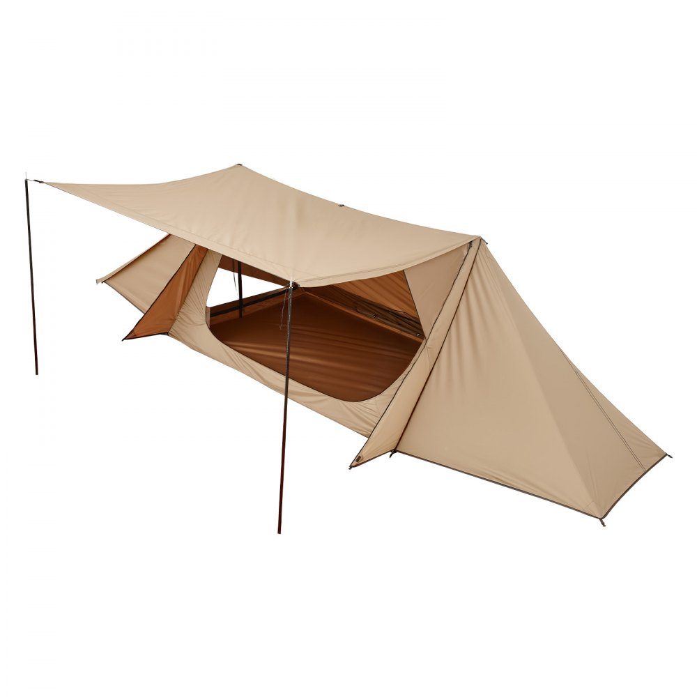 Tente de camping, tente Bushcraft légère avec ouverture de poêle et 2 poteaux de bâche, tentes d'hiver, tentes portables 4 saisons pour 2 personnes pour la randonnée, la pêche, la chasse et la randonnée