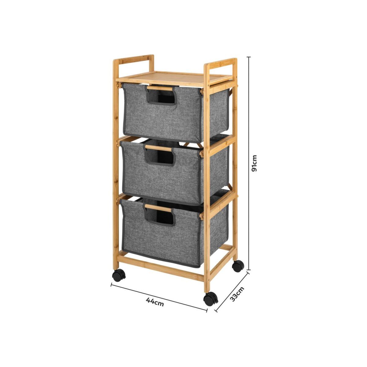 LIVARNO® bamboo shelf, rolling shelf with 3 compartments