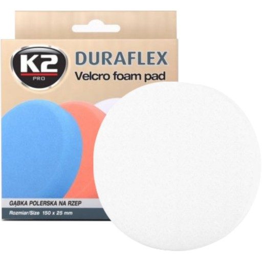 Éponge de polissage K2 Duraflex avec fermeture velcro, blanche