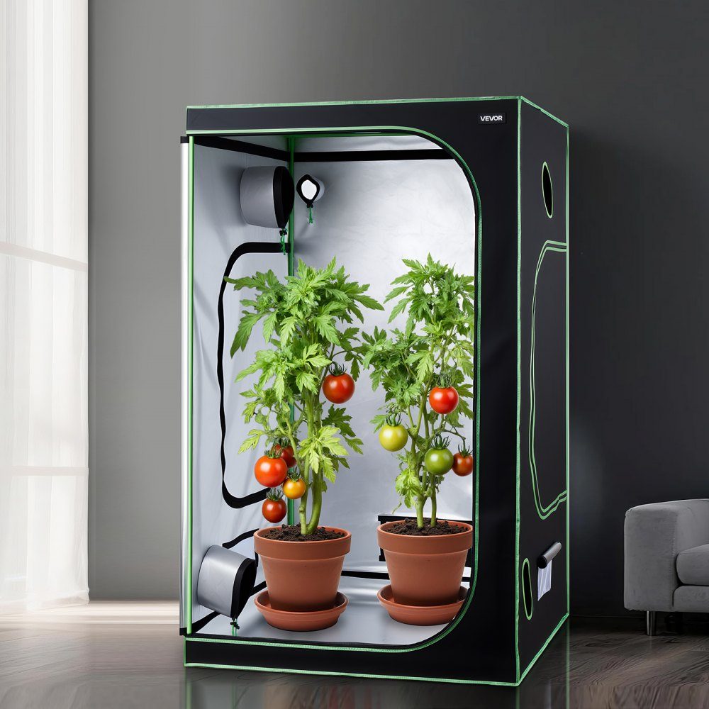 Growzelt, 120 x 120 x 200 cm, Growbox 600D hochreflektierendes Mylar, Zimmerpflanzenzelt mit Beobachtungsfenster, Bodenwanne und Reißverschluss, robuste Growzelte für Obst, Blumen und Gemüse