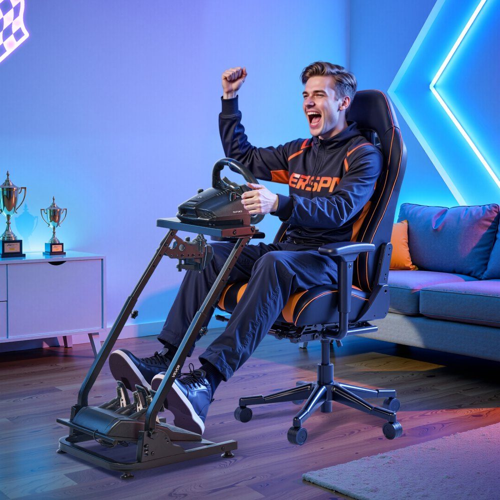 Steering wheel stand adjustable & foldable simulator stand for Logitech G29 G27 G920 G923, Thrustmaster T300RS T300GT T248 TS-PC TSXW Gaming Cockpit, pedal simulator not included