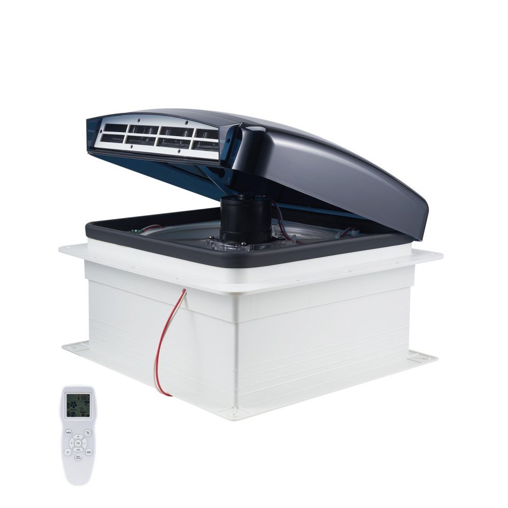 Ventilateur de toit pour camping-car, 410 x 410 x 252 mm, ventilateur de toit réversible 12 V, 10 vitesses, avec télécommande, housse de pluie, couvercle électrique, ventilateur d'extraction, ventilation de toit, adapté aux bouches d'aération de toit de c