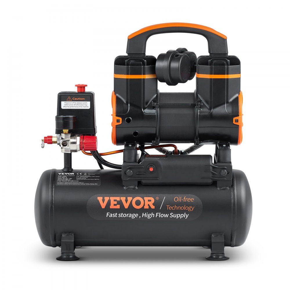 2,1-Gallonen-Luftkompressor, 1,2 PS, 2,2 CFM bei 90 PSI, ölfreier Luftkompressortank und max. 116 PSI Druck, 70 dB extrem leiser Kompressor für Autoreparatur, Reifendruck, Sprühlackierung, Nageln von Holzarbeiten
