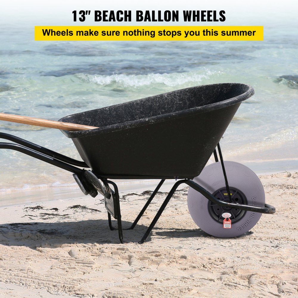 Pneus de Roues de Ballon de 13", Roues de Plage en TPU Pneus de Sable de Ballon de Remplacement 55 kg Capacité de Charge 2-3 PSI Basse Pression pour Chariot de Kayak Chariot de Canoë Chariot de Plage Chariot de Jardin Chariot de Pêche - Paquet de 2