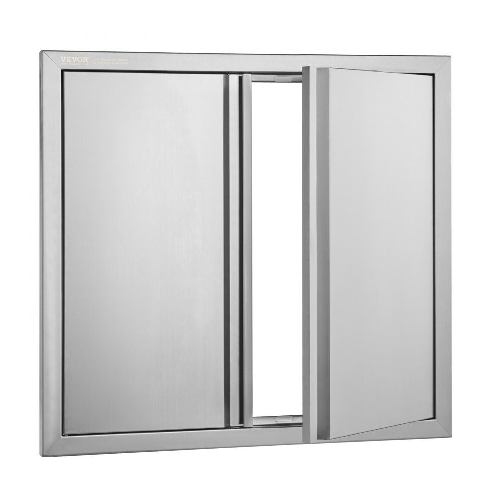 Grilltoegangsdeur 660x610mm Dubbele buitenkeukendeur Inbouw roestvrijstalen deur Verticale muurdeur met intrekbare handgrepen voor grilleiland Grillstation Buitenkast