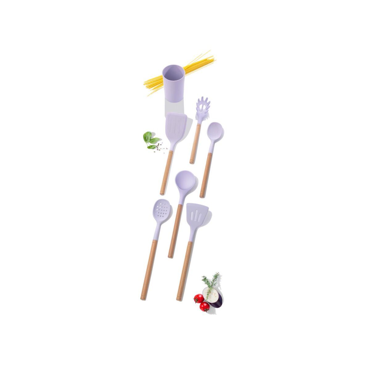 LIVARNO home kitchen utensil set, 7 pieces (purple)
