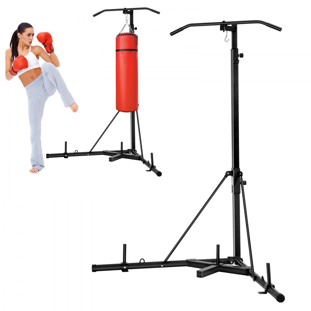 2-in-1 bokszakstandaard trainingsapparaat zandzakframe van staal, in hoogte verstelbare bokszakhouder met optrekstang (draagvermogen 65 kg), vrijstaande fitnessapparatuur voor in de sportschool zwart 2-in-1 bokszakstandaard trainingsapparaat zandzakframe van staal, in hoogte verstelbare bokszakhouder met optrekstang (draagvermogen 65 kg), vrijstaande fitnessapparatuur voor in de sportschool zwart