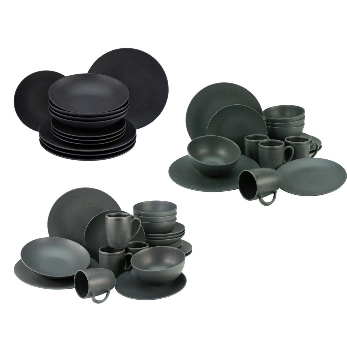Creatable stoneware tableware matt black combination service