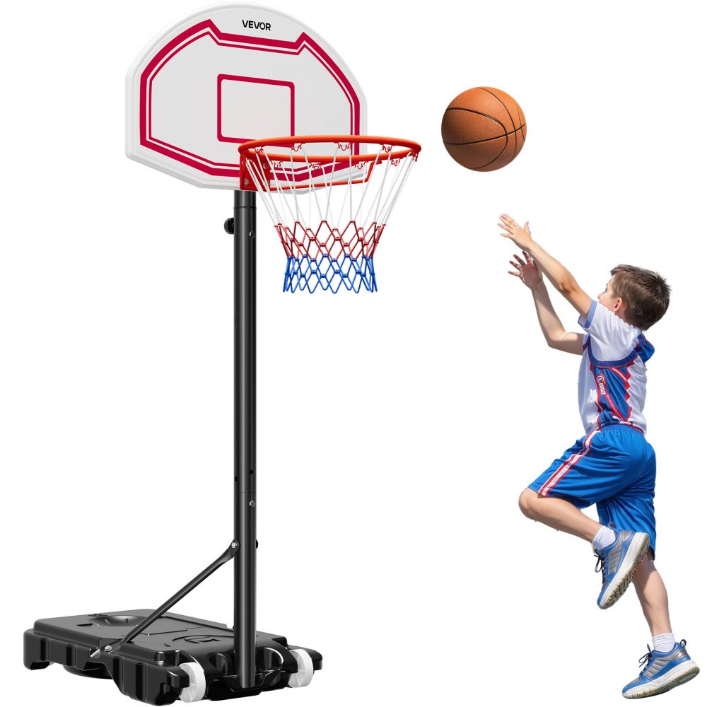 Portable Basketball Stand, 1.6 to 2.1 m Height Adjustable Basketball Hoop, Adjustable Basketball System with Nylon Net & Wheels, Portable Backboard Set for Patio Pool Edge Portable Basketball Stand, 1.6 to 2.1 m Height Adjustable Basketball Hoop, Adjustable Basketball System with Nylon Net & Wheels, Portable Backboard Set for Patio Pool Edge