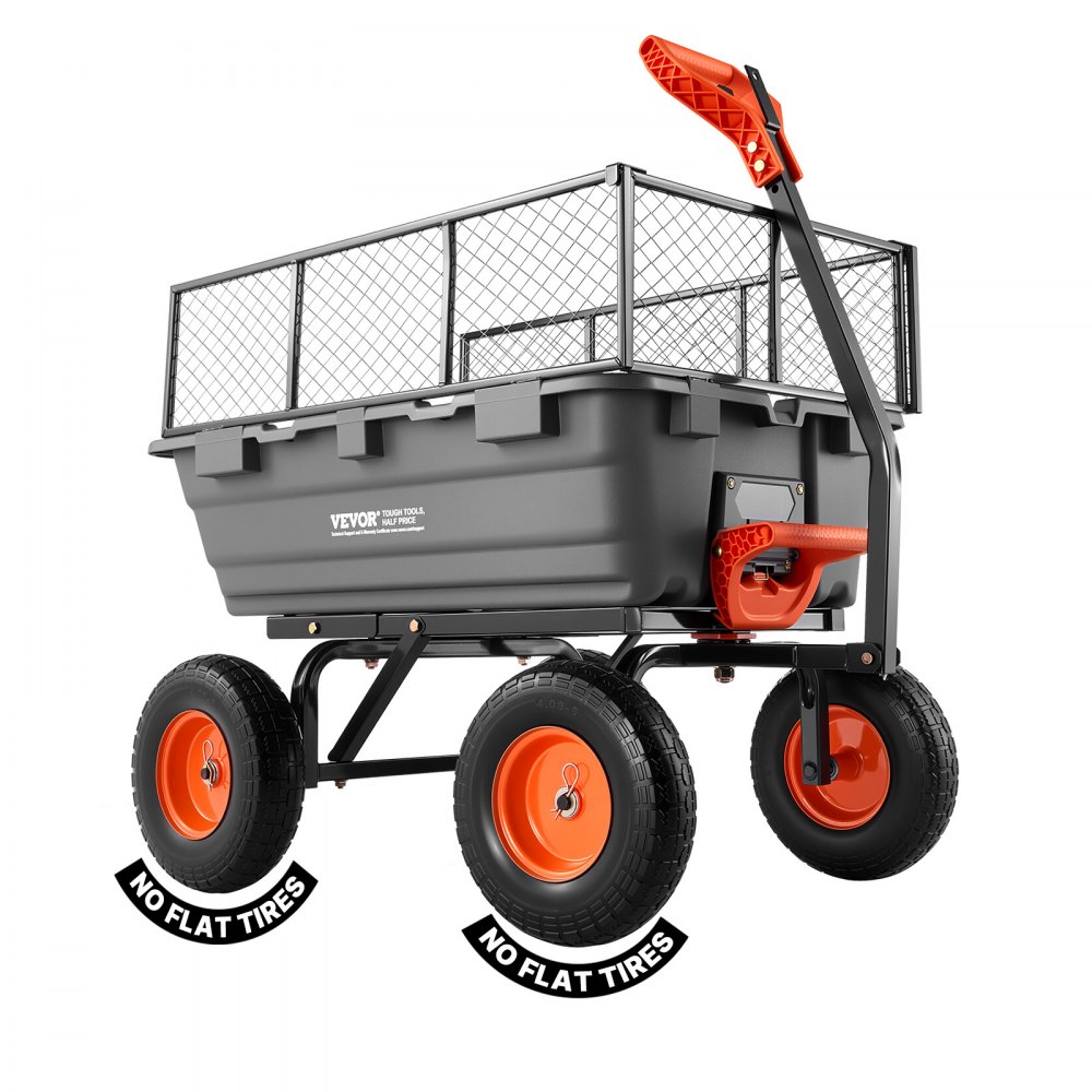 Chariot de jardin avec fonction inclinable, chariot à main robuste de 544 kg, chariot de transport rotatif à 270° pour le jardinage en plastique et acier avec pneus PU de 13 pouces et clôture métallique pour pelouse, gravier et boue Chariot de jardin avec fonction inclinable, chariot à main robuste de 544 kg, chariot de transport rotatif à 270° pour le jardinage en plastique et acier avec pneus PU de 13 pouces et clôture métallique pour pelouse, gravier et boue