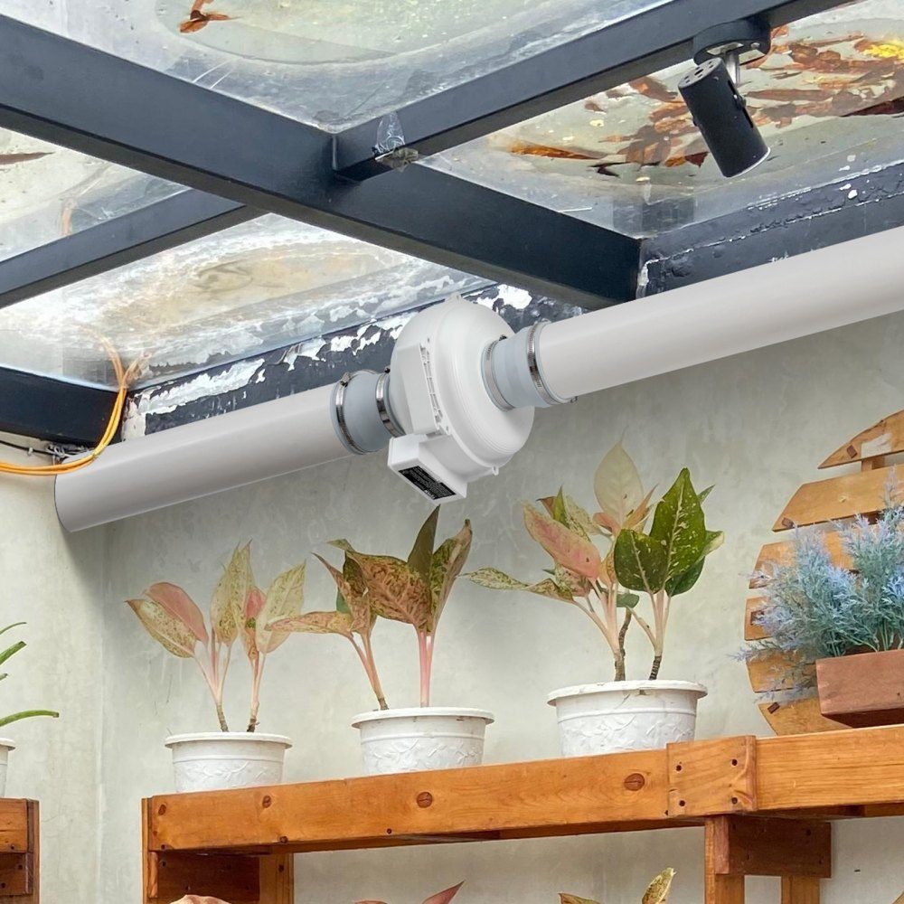98-114mm Radon Reduction Fan System, 190 CFM Radon Reduction Kit with 2 Couplings, Radon Fan, Inline Duct Fan, Exhaust Fan for Indoor and Outdoor Ventilation