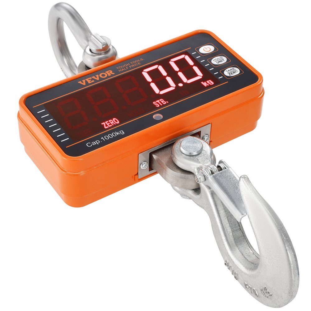 Digitale Hängewaage, 9 bis 1000 kg, Kranwaage, lbs/kg/N, Zugwaage, 0,2 kg Genauigkeit, Spielwaage, Industriewaage, LED-Display, Hängewaage, tragbare Mini-Waage mit Fernbedienung, 9 Funktionen