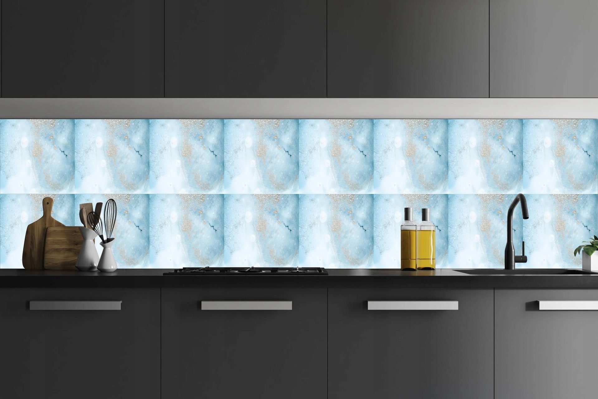 9x selbstklebende PVC-Fliesen, 30x30 cm, Blue Marble Gold