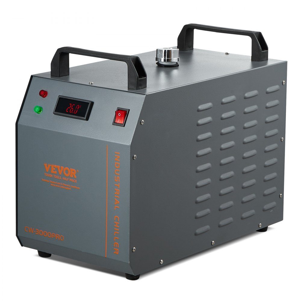Industriële waterkoeler, CW-3000 (PRO), 150 W luchtgekoeld industrieel waterkoeler-koelsysteem met watertank van 12 liter, maximaal debiet van 18 l/min, voor lasergraveermachine Koelmachine