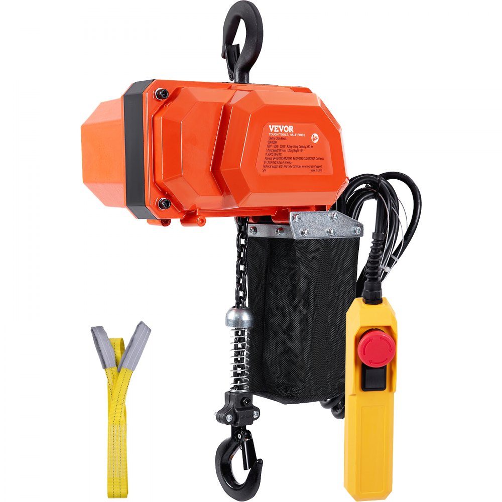 Electric Chain Hoist, 150kg Load Capacity, 3m Lifting Height, Speed ​​2.3m/min, 230V Single Phase Overhead Crane with G80 Chain, 3m Wired Remote Control for Garage, Shop, Hotel, Home