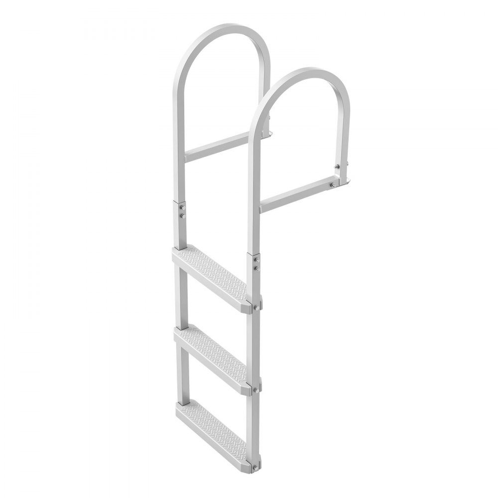Dock Ladder Removable, Boat Ladder with 3 Non-Slip Steps, Wide Pedals and Handrail, 500lb Aluminum Alloy Pool Ladder, Entry Ladder for Docks, Pools, Lakes, Boats, Silver