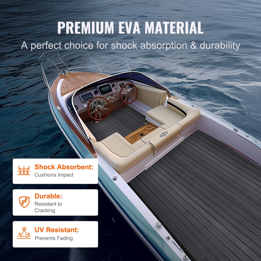 Plancher de bateau en mousse EVA pour pont de bateau, 2400 x 600 x 6 mm, antidérapant, auto-adhésif, 14 400 cm², tapis marin pour bateaux, yachts, pontons, ponts de kayak Plancher de bateau en mousse EVA pour pont de bateau, 2400 x 600 x 6 mm, antidérapant, auto-adhésif, 14 400 cm², tapis marin pour bateaux, yachts, pontons, ponts de kayak