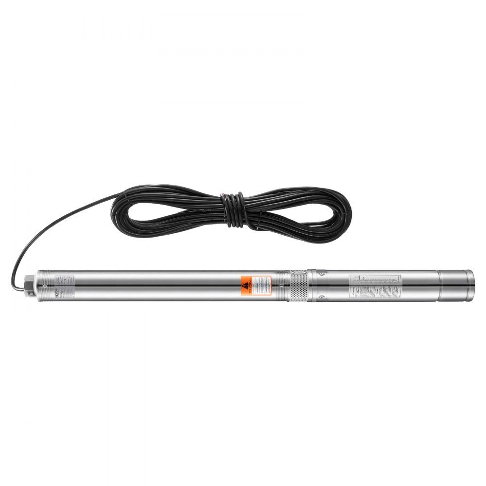 Deep well pump, 910W input power, 100L/min flow, 53m head, with 20m cable, external control box, stainless steel water pump, for industrial irrigation and home use, IP68