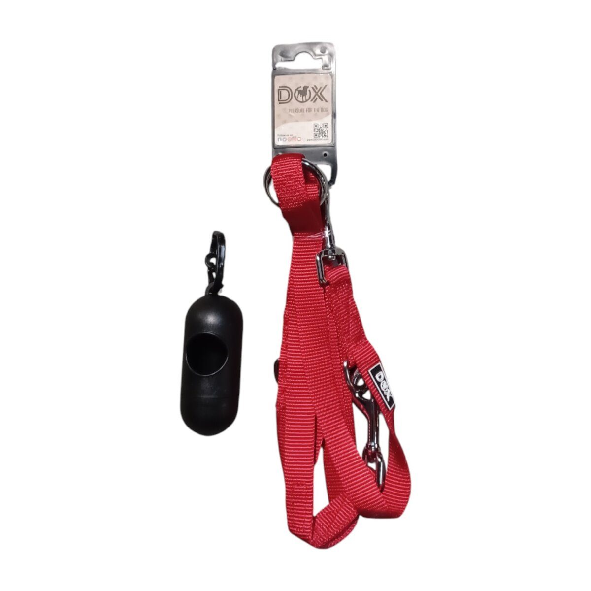 DDOXX Hundeleine Nylon, 3fach verstellbar, 2m Lauf-Leine, M, rot