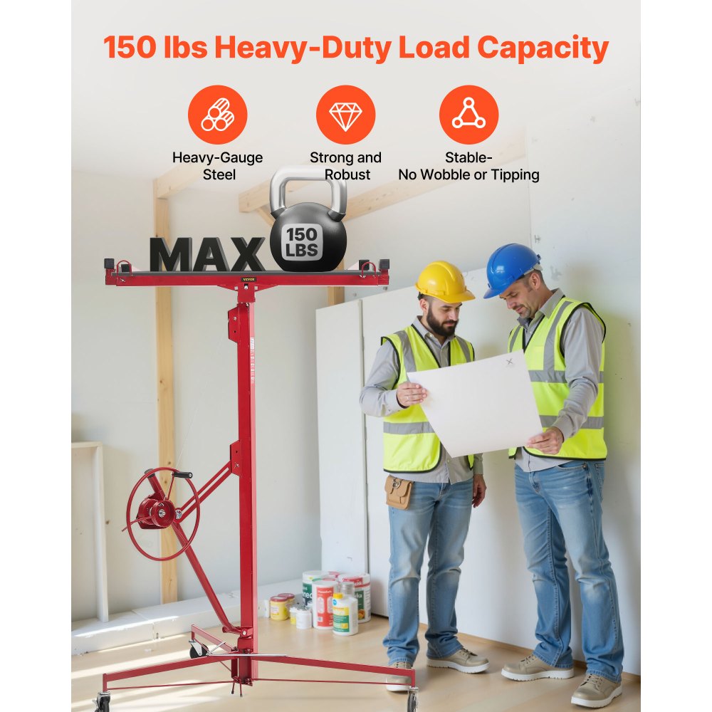 Plattenheber bis max. 68 kg, 4877 mm Höhe, Gipskartonheber mit verstellbarem Teleskoparm, Gipskarton, Trockenbauheber, Plattenheber, Hebezeug, Werkzeug, für Decken- und Wandmontage (rot) Plattenheber bis max. 68 kg, 4877 mm Höhe, Gipskartonheber mit verstellbarem Teleskoparm, Gipskarton, Trockenbauheber, Plattenheber, Hebezeug, Werkzeug, für Decken- und Wandmontage (rot)