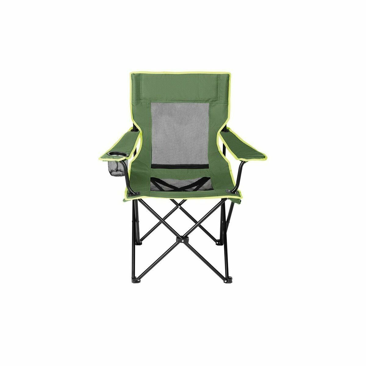 Camping chair, foldable, adjustable armrests, integrated drink holder