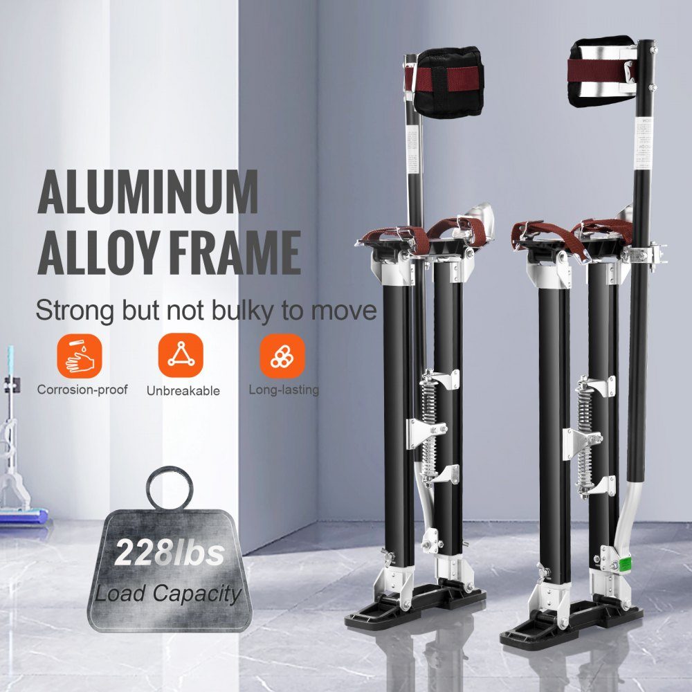 Aluminum Stilts Ceiling Construction 24-40" Height Adjustable Work Stilts Drywall 220lb Load Capacity Painter's Stilts 11-11" Base Size Black Painting Home Decor Tree Trimming Electrical Work