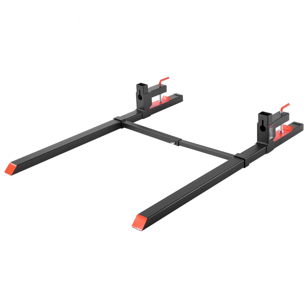 Fourches à palettes, porte-fourche à clipser 907 kg, longueur totale 1490 mm, fourches avec barre stabilisatrice réglable pour accessoires de tracteur, godet de chargeur et chargeuse compacte, noir – Réf. HT-22950