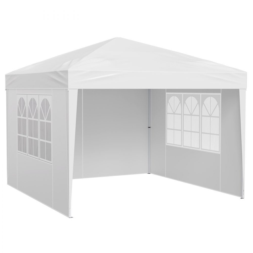 Opvouwbare tuinpaviljoen, 2,95x2,95x2,63m, paviljoentent, draagbare tuintent met zijwanden en geventileerde ramen, 3 hoogte-instellingen, partytent, zonnescherm voor buitenevenementen, wit